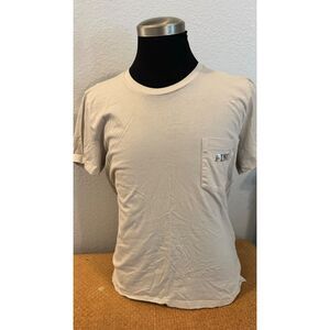 Victoria's Secret PINK Women's T-Shirt L Light Grey Rhinestone‎ Logo on Pocket &